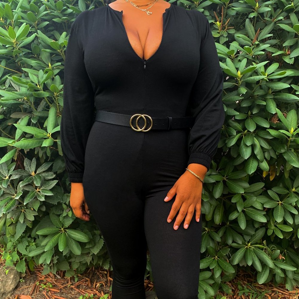 Black Long Sleeved Jumpsuit (BELT NOT INCLUDED)